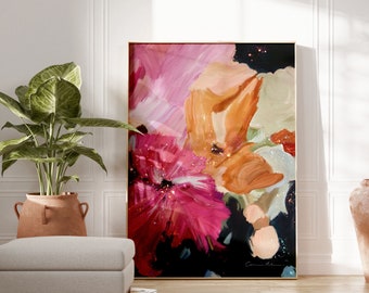 Abstract Art , Abstract Painting Fine Art Reproduction Print , Botanical Flower Painting , Wall Art , Modern painting - 'Clara Auri IX'