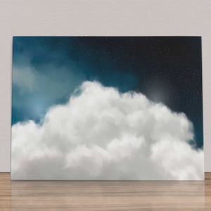 Sapphire Blue Cloud Print Sky Wall Art Abstract Painting Minimalist Wall Decor Dark Blue Art 'Cumulus V Landscape' image 5