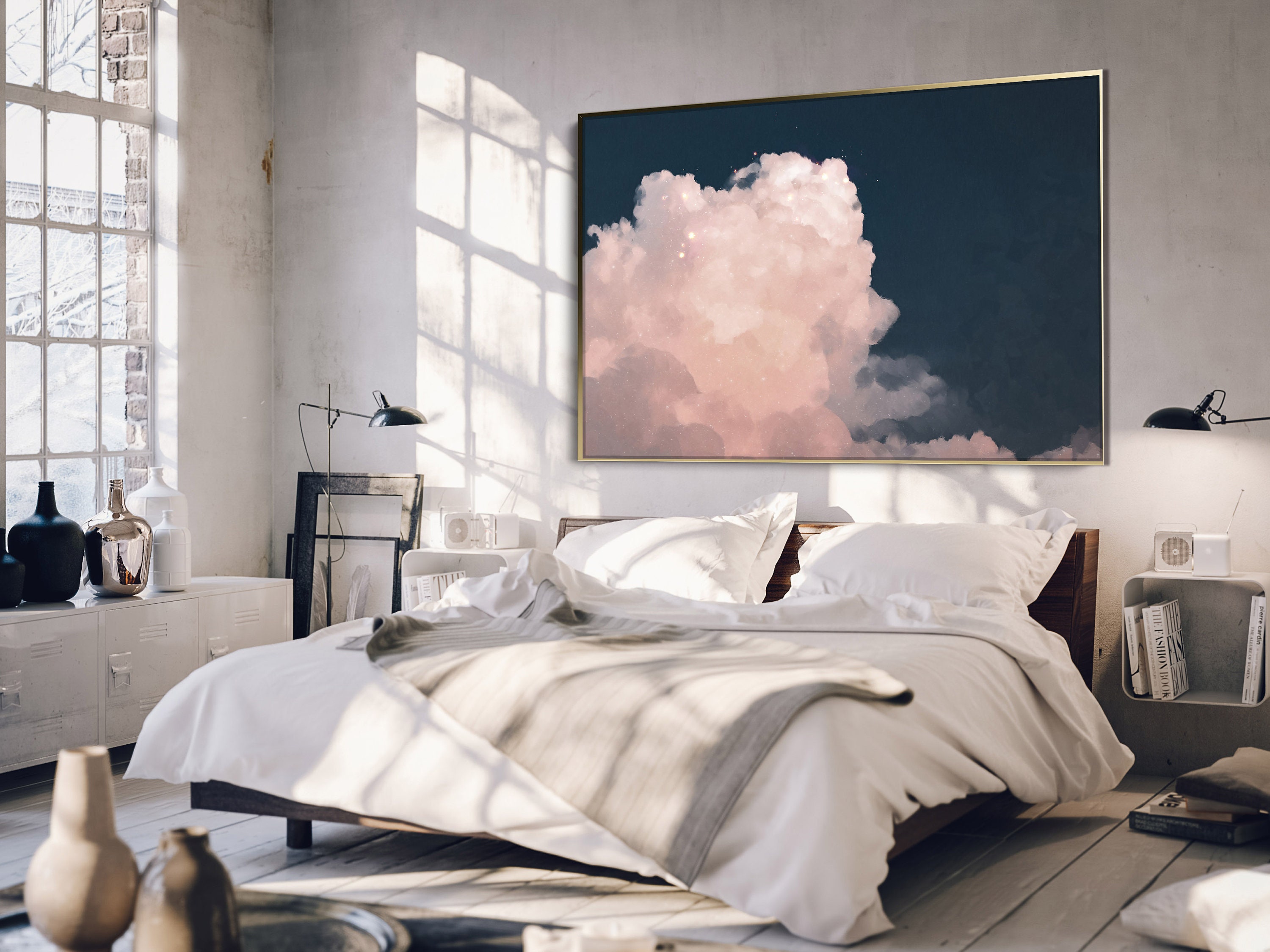 Cloud Art Wall art Abstract wall art Living room art Etsy