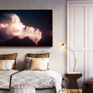 Starry Night Watercolor Art Print/Giclee, Cloud Art, Minimalist Abstract Painting - READY TO HANG & Framing Options - &#39;Intrepide No. 7&#39;