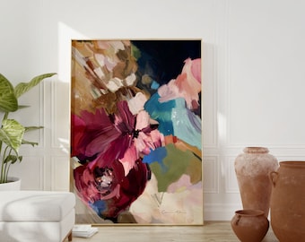 Neutral Earthy Painting, Abstract Print, Large Wall Art, Abstract Wall Art, Modern Painting, Floral Painting - 'Clara Auri VII'