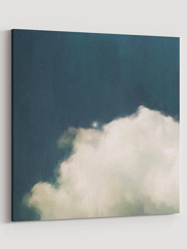 Cloud Painting Navy White Abstract Art Print Abstract Giclee Etsy