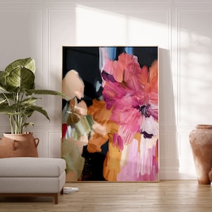 Abstract Wall Art, Pink Neutral Earthy Painting, Abstract Art Print, Large Modern Painting, Floral Painting - 'Clara Auri IV Portrait'