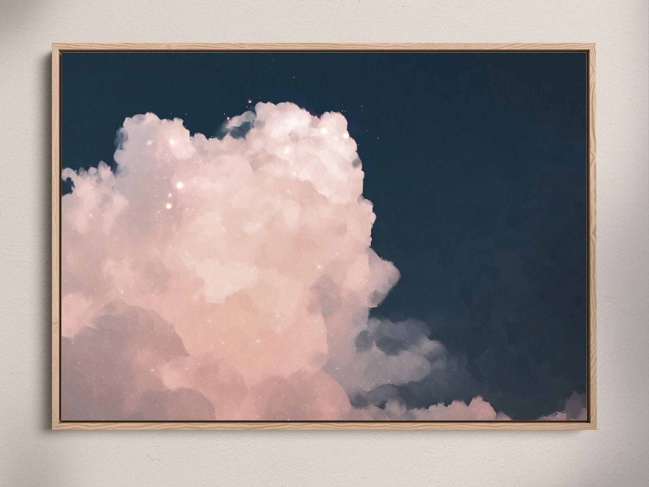 Cloud Art | Wall Art | Abstract Living Room Art | Cloud Painting | Pink ...