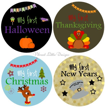 First Holiday Stickers, Monthly Baby Stickers, Girl or Boy, Milestone…