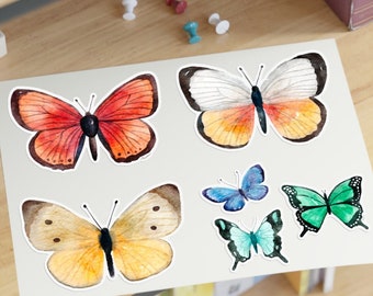 Butterfly Sticker, Butterfly sticker sheet, Yellow Butterflies, Watercolor butterflies, Moth Sticker