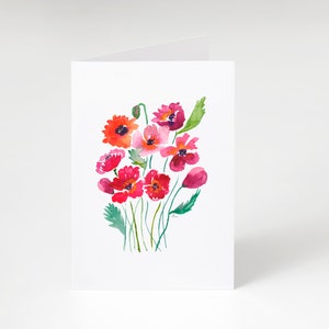 Watercolor Red Poppies Card: Personalized Floral Greeting