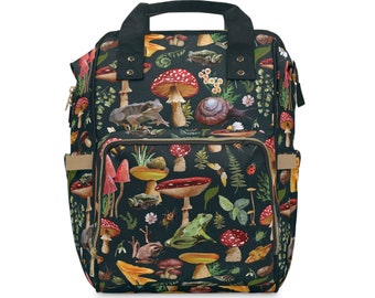 Mochila para portátil con estampado de hongos: Mochila escolar Goblincore Cottagecore