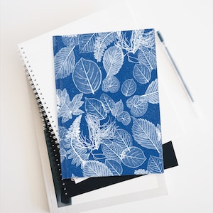 Cyanotype Leaf Sketchbook: Unlined Journal, Nature Print