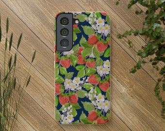 Strawberry Phone Case, iPhone Case, Biodegradable Phone Case, Plastic Free Phone Case, Eco-Friendly Phone Case, Sustainable Phone Accessory