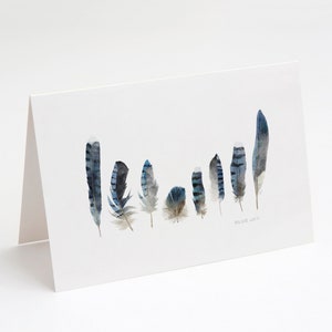 Blue Feather Card Feather Watercolor Art Blue Jay Blue Jay Feather Painting  Feather Print Blue Jay Feather Feather Card Blank Card