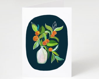 Painted Oranges Greeting Card: Personalized Floral Arrangement