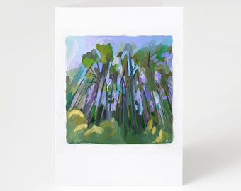 Trees, Blank Card, Single Card, Customized Card, Forest, Painted trees, Abstract Landscape, Stationery, Greeting Card, Birthday Card