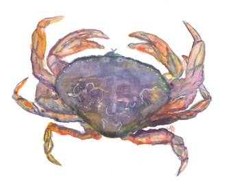 Crab Painting, Dungeness Crab, Crab Art, Ocean Life Art, Watercolor Crab, Watercolor, Art,  Pacific Northwest Print, Nautical