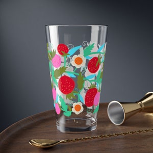 Cute Glass Cup Strawberry Gifts Strawberry Glass Cup Cottagecore Strawberry Mixing Glass Strawberry Lovers Strawberry Glass Tumbler Summer
