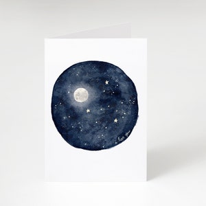 Watercolor Moon Card: I Love You to the Moon and Back