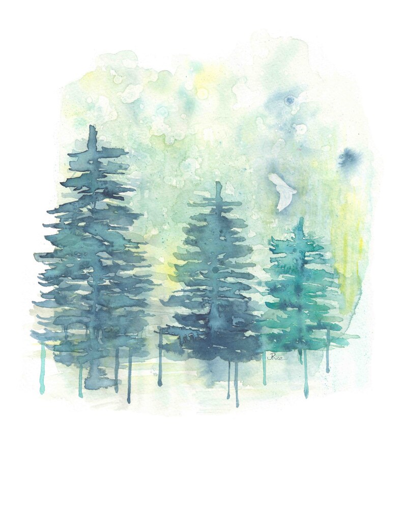 Download Tree Watercolor Owl in the Trees Watercolor Blue Forest ...