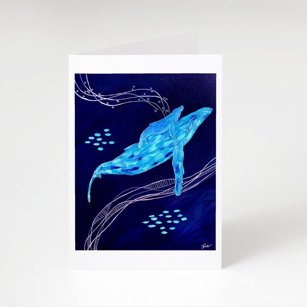 Humpback Whale Card, Whale Card, Puget Sound, Whales, Baby Whale, Single Card, Customized Card, Birthday Card, Greeting Card, blank Card