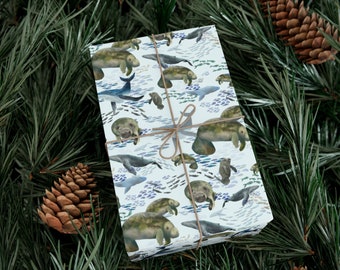 Manatee Manatees Ocean Sealife Wrapping Paper Roll  Whale Killer Whaleocean marine biologist grey whale whales