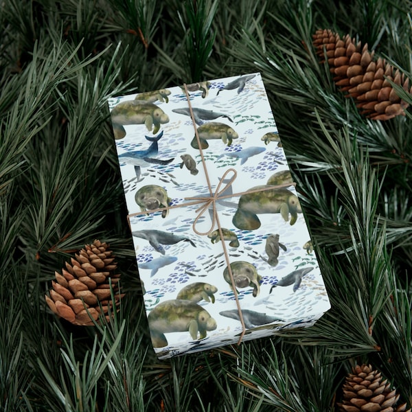 Manatee Manatees Ocean Sealife Wrapping Paper Roll  Whale Killer Whaleocean marine biologist grey whale whales
