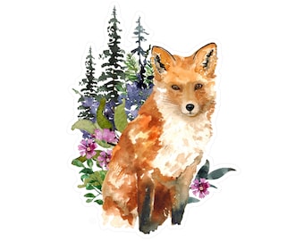 Cottagecore Fox Sticker: Enchanted Forest Vinyl Decal