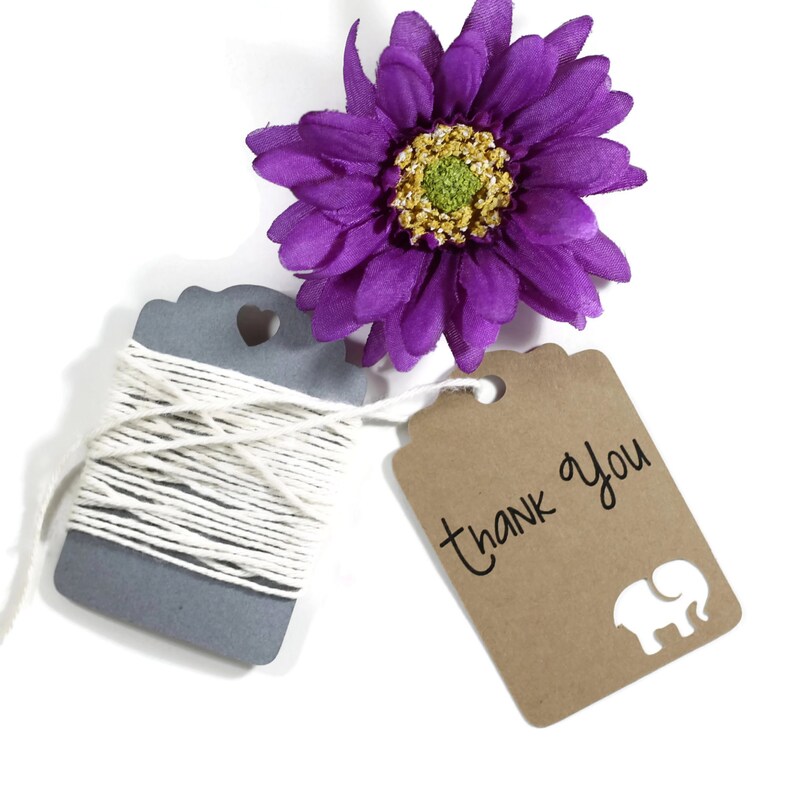 Baby Favor Tags in Cardboard Kraft Shower Favors Elephant Thank You Baby Shower Tags Elephant Shower Gift Tags Thank You Tags