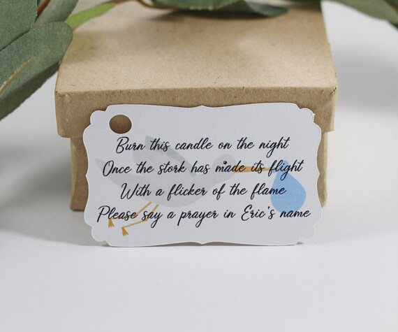 Stork Themed Tags Baby Boy Shower Favor Tags Stork Prayer Etsy
