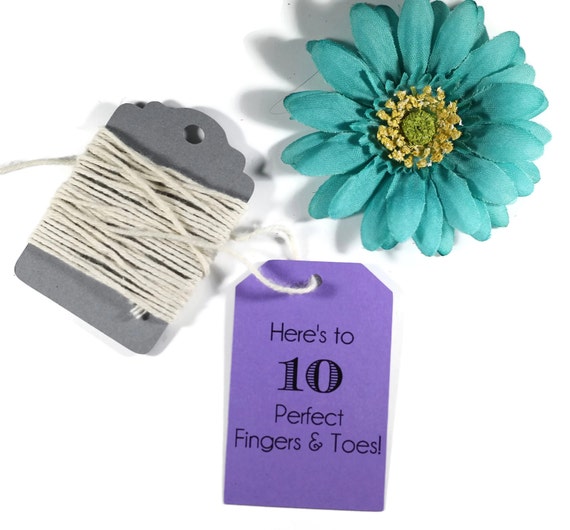 neutral baby shower tags 20pc purple gift tags here s etsy