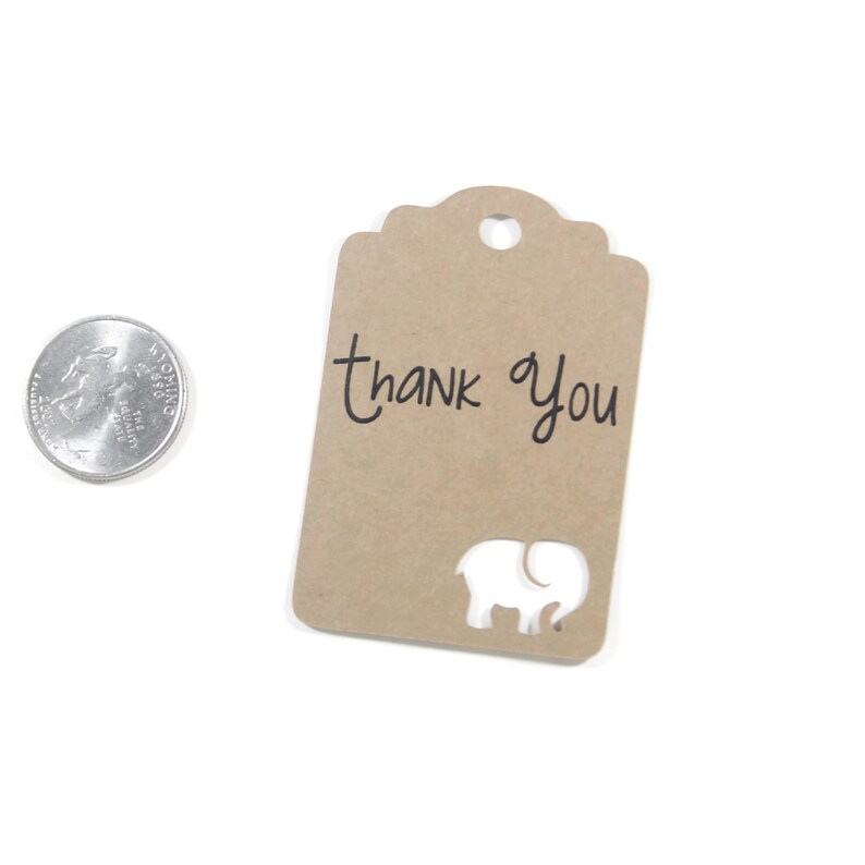 Baby Favor Tags in Cardboard Kraft Shower Favors Elephant Thank You Baby Shower Tags Elephant Shower Gift Tags Thank You Tags