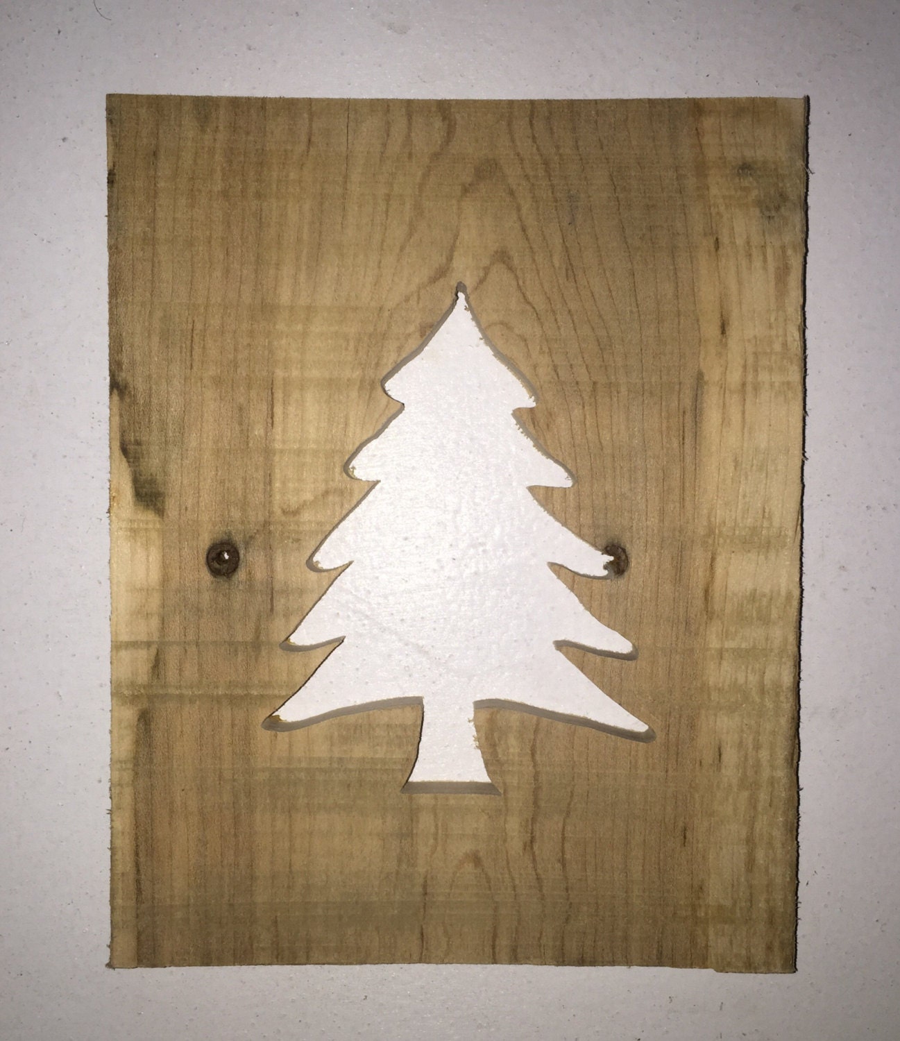 Small Christmas Tree reverse cutout from reclaimed wood