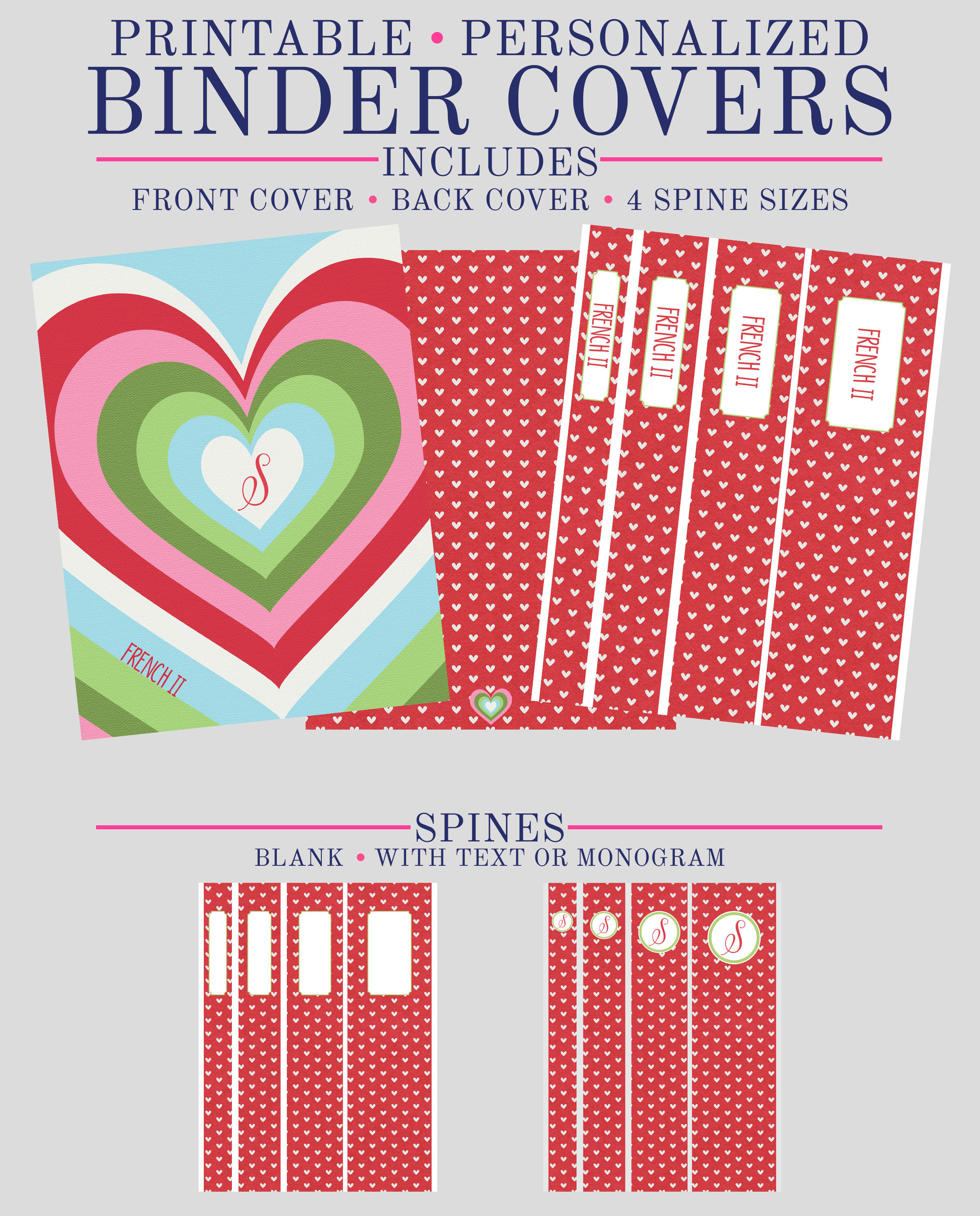 Printable Binder Cover Personalized Binder Cover Monogrammed Etsy