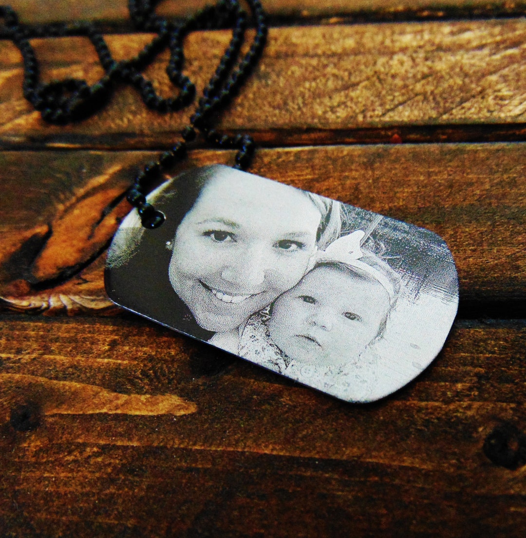 Engrave Image Dog Tag - Handwriting Option - Personalized Text on Back ...