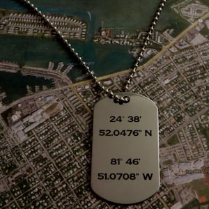 Latitude Longitude Stainless Steel Dog Tag Christmas Gift Boyfriend Girlfriend Husband GPS