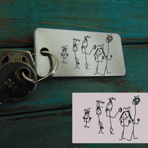 Child&#39;s Handwriting Key chain  - Mom&#39;s Handwriting -  Laser Engraved - Christmas- Perfect Gift