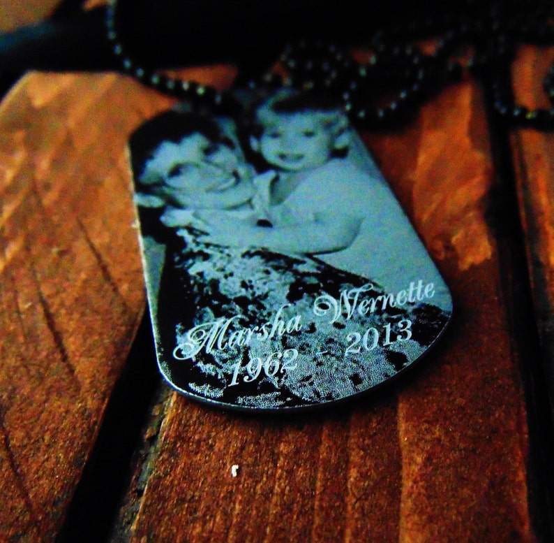 Picture on Dog Tag With Personal Message on Back your Etsy
