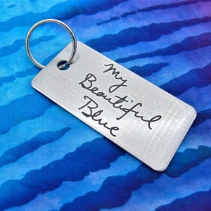 Handwritten Key chain  - Mom&#39;s Handwriting -  Engraved - Brushed Stainless Steel Gift- Perfect Gift Mother&#39;s Day Father&#39;s day, grand parents