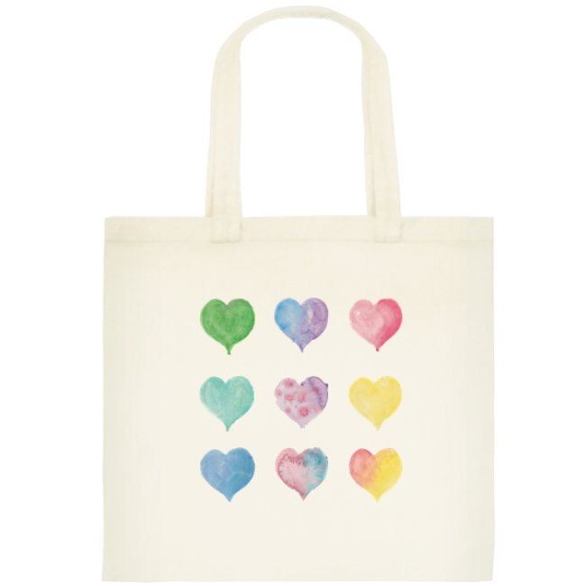 Watercolor Hearts Love Tote Small Cotton Reusable Bag | Etsy