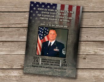 military retirement invitations etsy