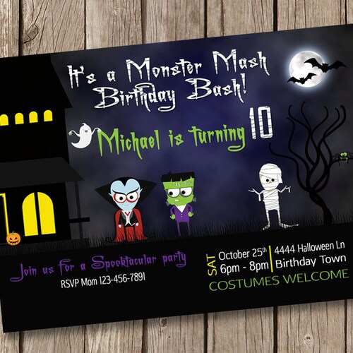 Monster Mash Invitation Template Printable Halloween Birthday - Etsy