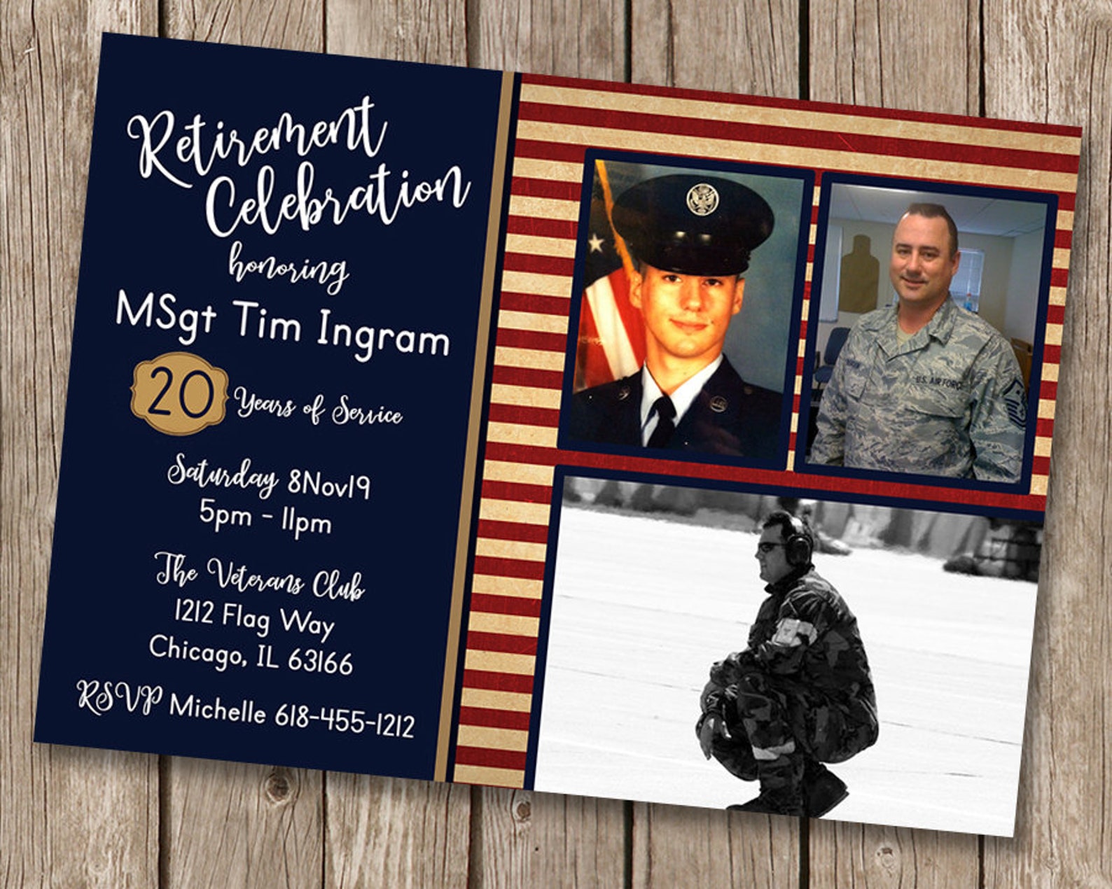 Invitation fête de retraite militaire | Etsy