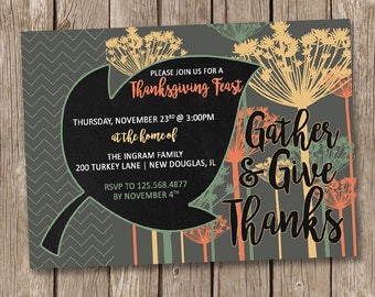 Gather and Give Thanks Thanksgiving Invitation