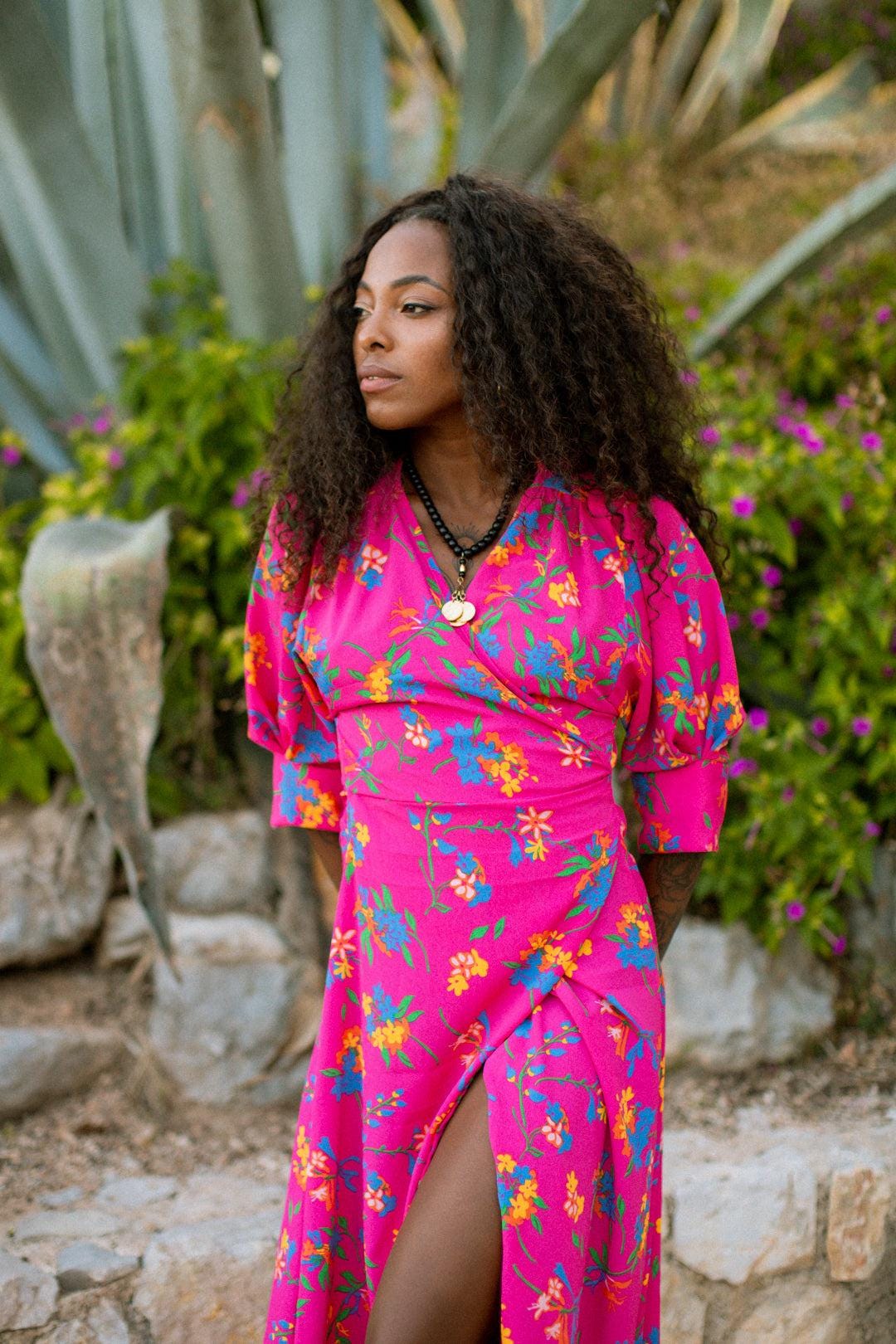 hot pink wrap dresses Ida Midi Wrap Dress (Hot Pink) XL