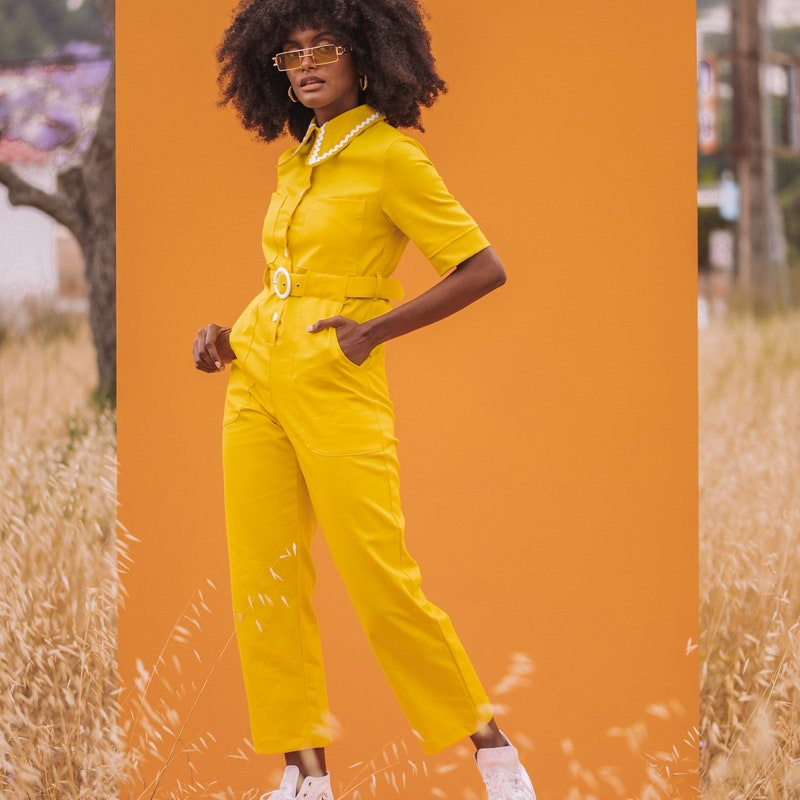 Yellow Jumpsuit Jacket Set