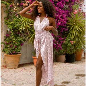 SWEETHEART Satin Halterneck Polkadot Dress