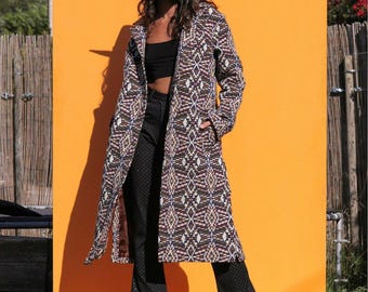 GRANDMA'S CURTAINS Woven Retro Floral Trench Jacket - Etsy