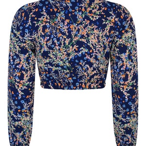 SELINA CROP Blue Floral Summer Top image 3