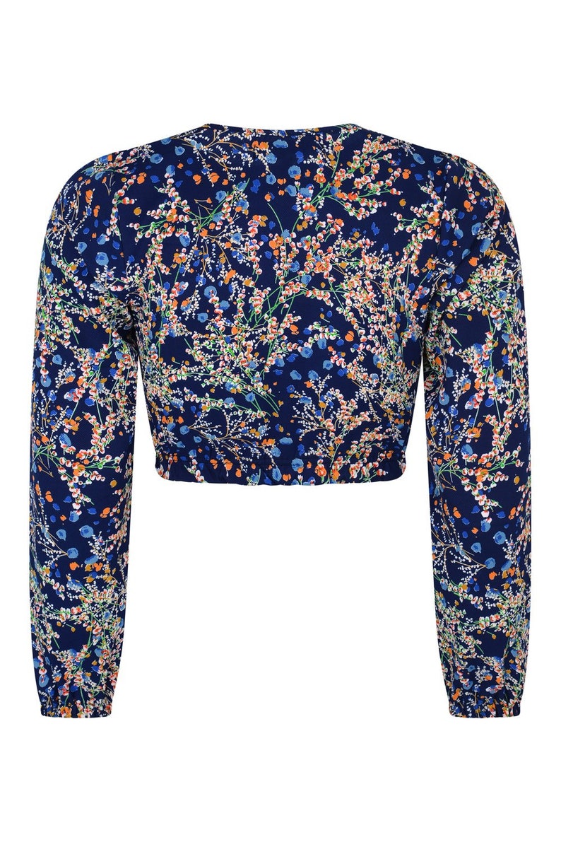 SELINA CROP Blue Floral Summer Top image 3