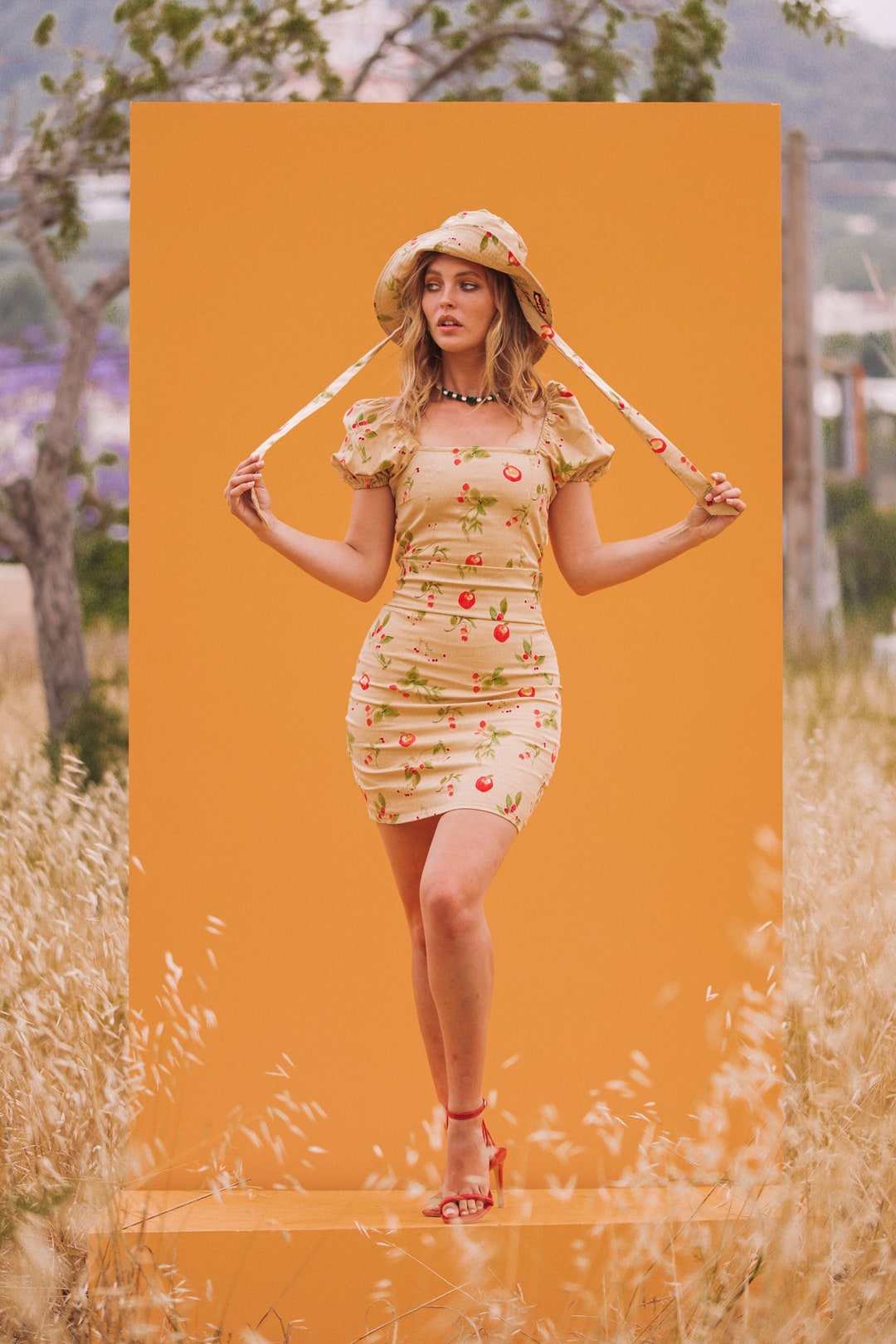 CARLA CHERRY DRESS Women's Cherry Print Mini Dress - Etsy Australia