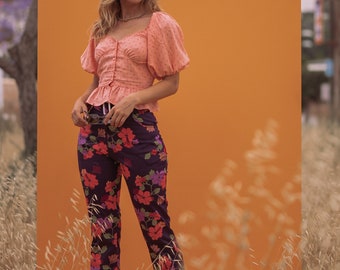 ABBY FLORAL PANT - Women's Printed Straight Leg Trousers