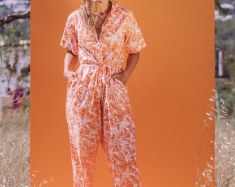 MILLY TROPICAL JUMPSUIT - Women's Orange Summer Overalls